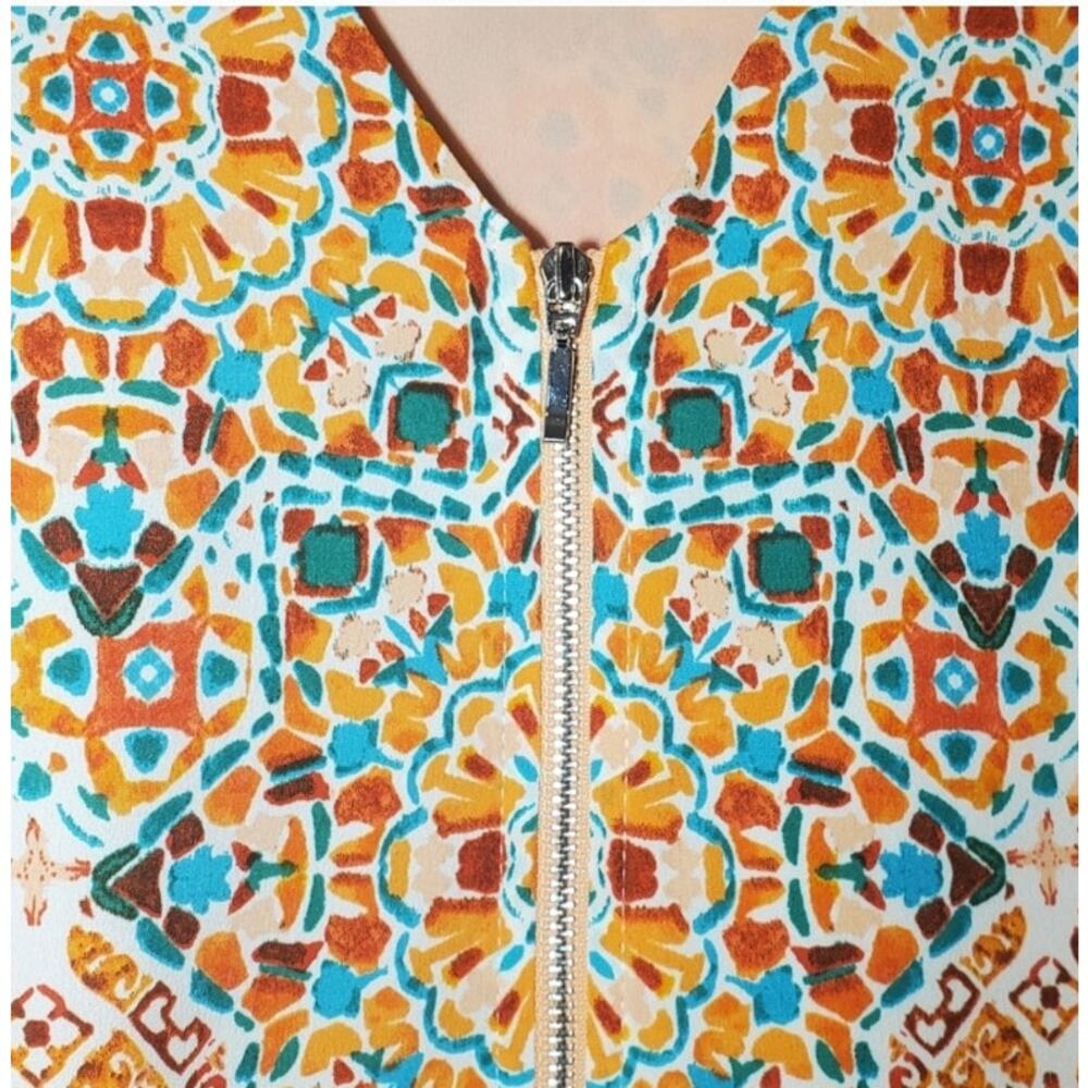 Chico's Kaleidoscope Print Kimono Sleeve Zippered Jacket NWOT - Picture 4 of 10